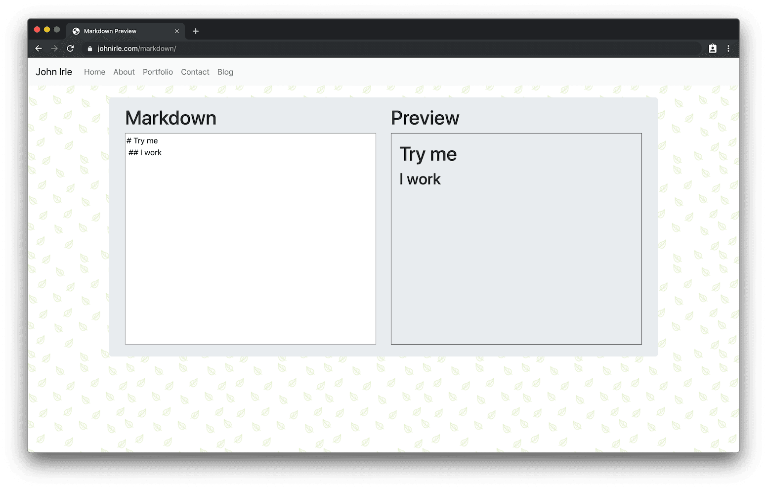 Markdown Previewer Screenshot