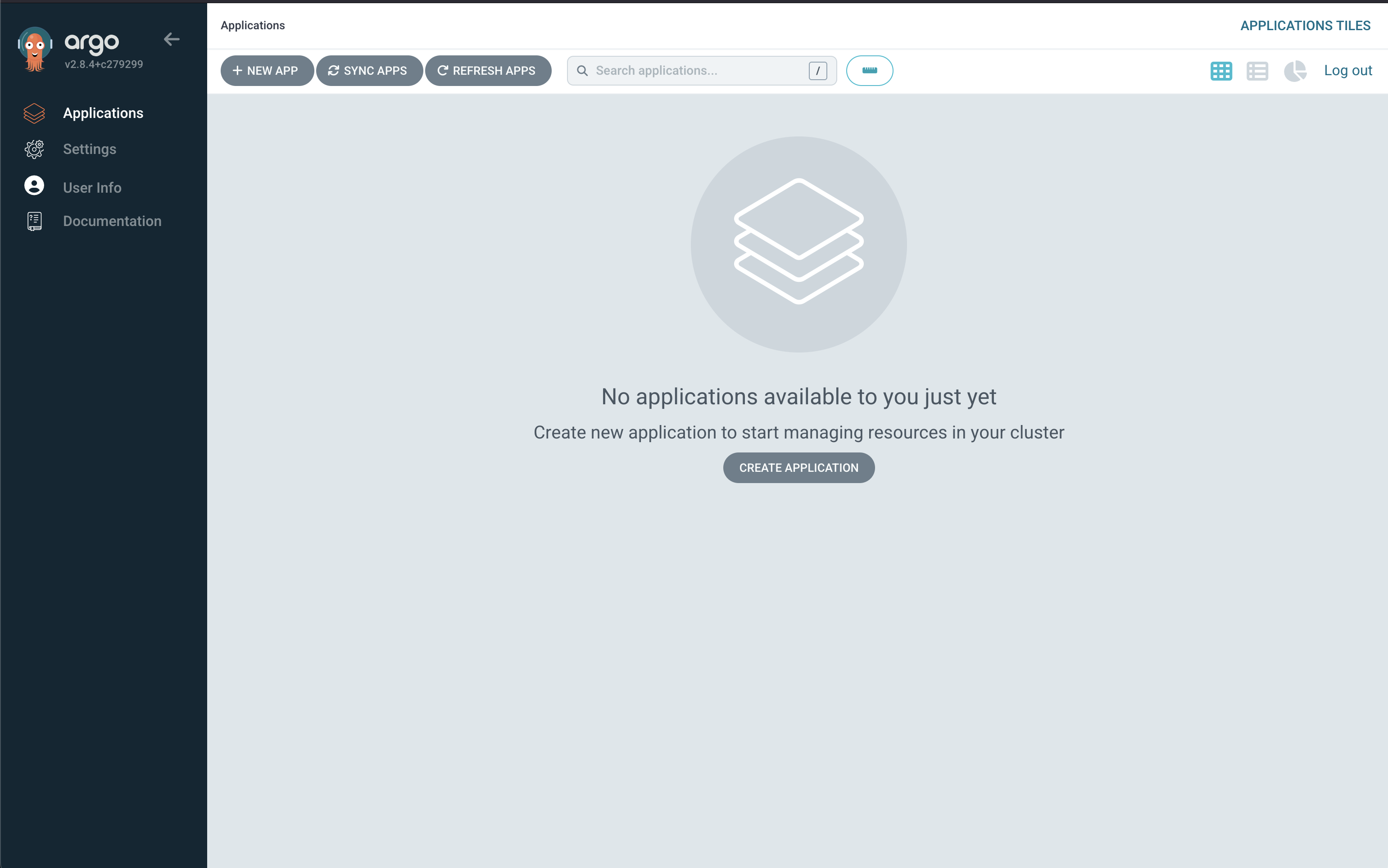 The ArgoCD applications view